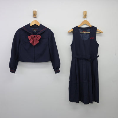 【中古】鹿児島県 米ノ津中学校 女子制服 3点（セーラー服・ジャンパースカート）sf025642