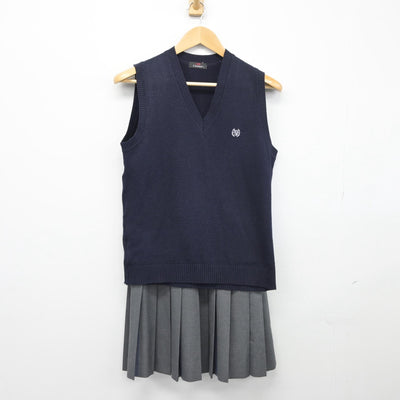 【中古】神奈川県 桐蔭学園高等学校 女子制服 3点（ニットベスト・スカート）sf025662