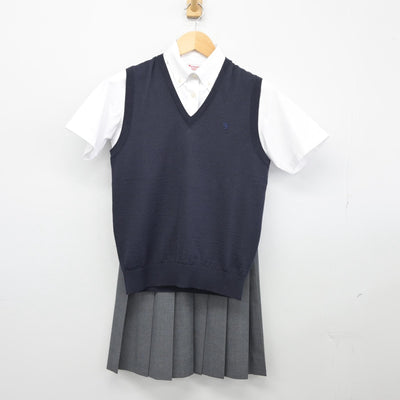 【中古】兵庫県 須磨学園高等学校 女子制服 3点（ニットベスト・シャツ・スカート）sf025672