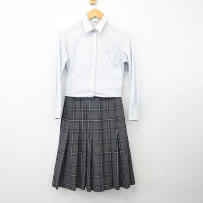 【中古】大阪府 西寝屋川高等学校 女子制服 3点（シャツ・ニット・スカート）sf025733