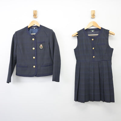 【中古】熊本県 熊本国府高等学校 女子制服 2点（ブレザー・ジャンパースカート）sf025734