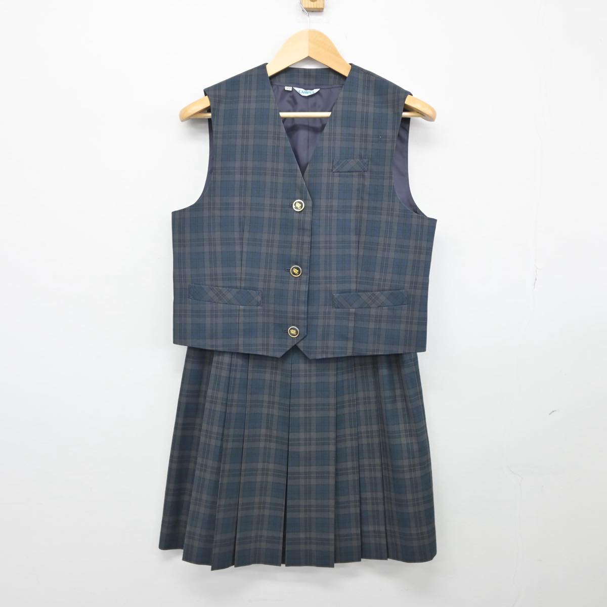 【中古】長崎県 長与町立高田中学校 女子制服 3点（ブレザー・ベスト・スカート）sf025757