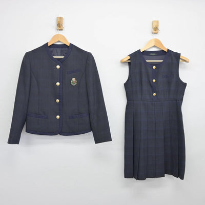 【中古】熊本県 熊本国府高等学校 女子制服 2点（ブレザー・ジャンパースカート）sf025761