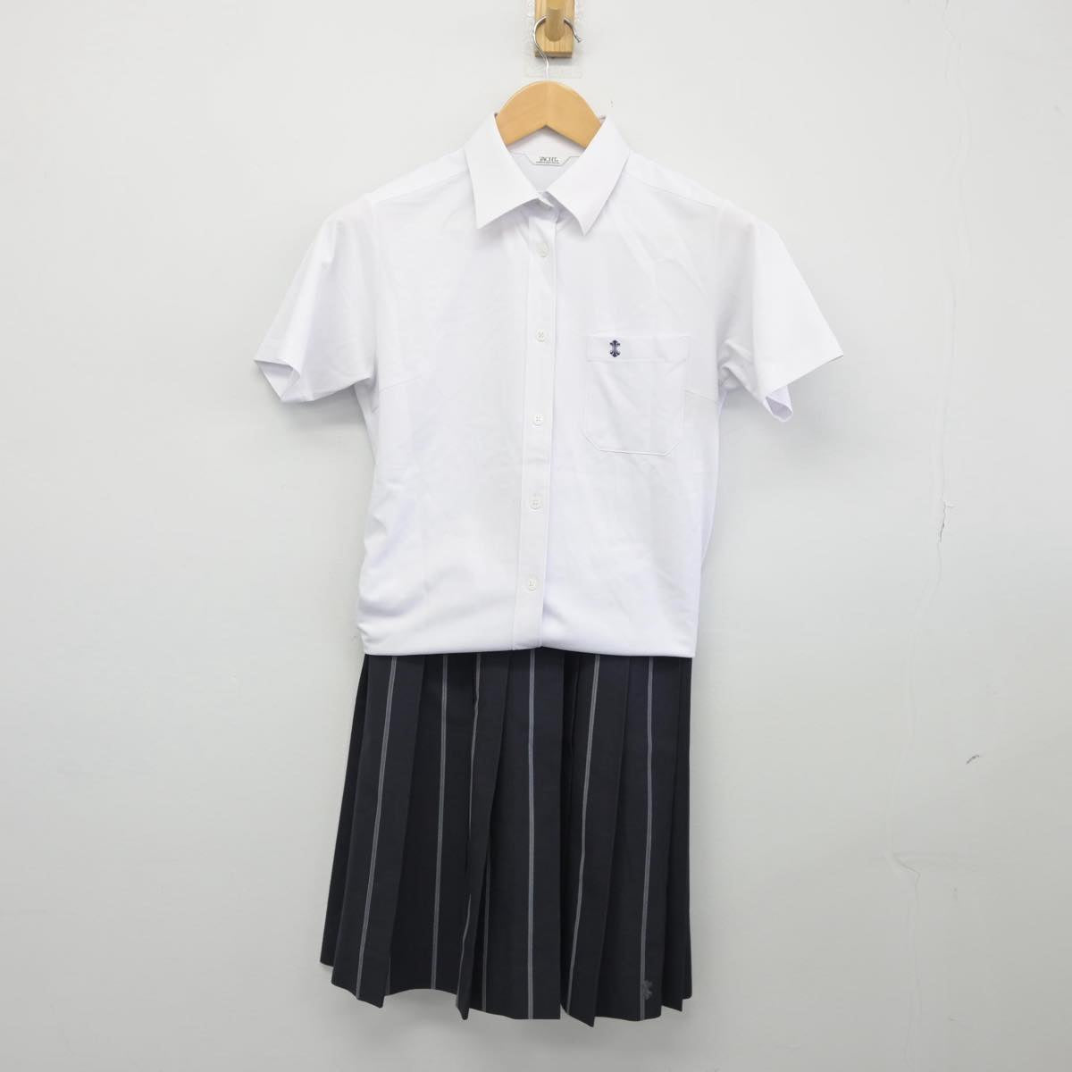 【中古】広島県 如水館高等学校 女子制服 5点（ニットベスト・シャツ・スカート）sf025763