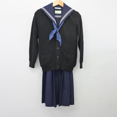 【中古】福岡県 三宅中学校 女子制服 4点（セーラー服・ニット・ジャンパースカート）sf025844