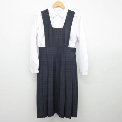 【中古】福岡県 三宅中学校 女子制服 2点（シャツ・ジャンパースカート）sf025851