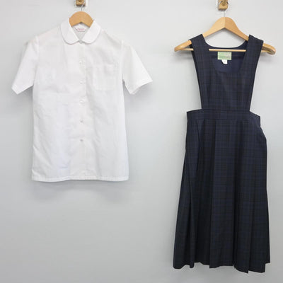 【中古】福岡県 三宅中学校 女子制服 2点（シャツ・ジャンパースカート）sf025852