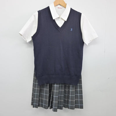 【中古】埼玉県 岩槻高等学校 女子制服 3点（ニットベスト・シャツ・スカート）sf025861