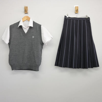 【中古】三重県 四日市メリノール学院高等学校 女子制服 3点（ニットベスト・シャツ・スカート）sf025877