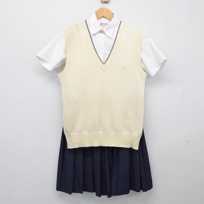 【中古】神奈川県 日本大学高等学校 女子制服 3点（ニットベスト・シャツ・スカート）sf025958