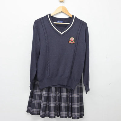 【中古】兵庫県 明石南高等学校 女子制服 3点（ブレザー・ニット・スカート）sf025973