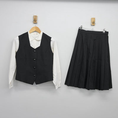 【中古】群馬県 太田女子高等学校 女子制服 3点（ベスト・シャツ・スカート）sf025979