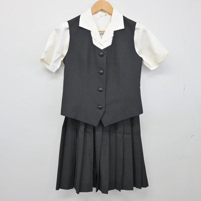 【中古】群馬県 太田女子高等学校 女子制服 4点（ベスト・シャツ・シャツ・スカート）sf025990