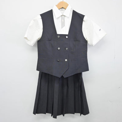 【中古】兵庫県 鳴尾高等学校 女子制服 3点（ベスト・シャツ・スカート）sf026018