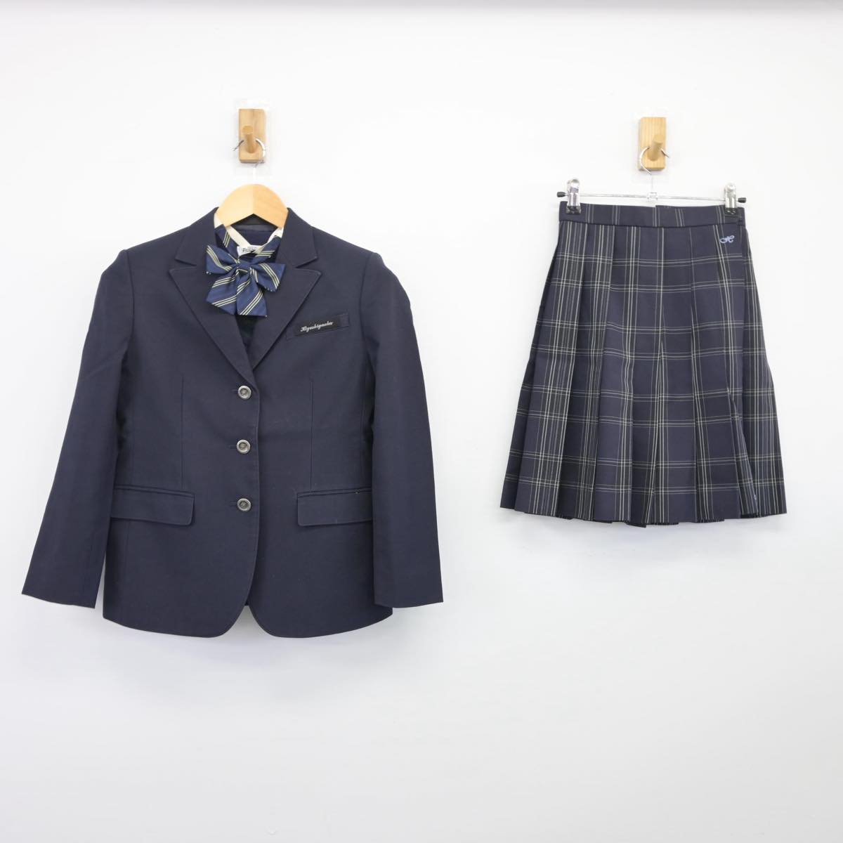 【中古】京都府 日吉ケ丘高等学校 女子制服 4点（ブレザー・ニット・スカート）sf026037