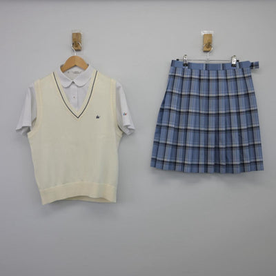 【中古】群馬県 高崎健康福祉大学付属高等学校 女子制服 3点（ニットベスト・シャツ・スカート）sf026052