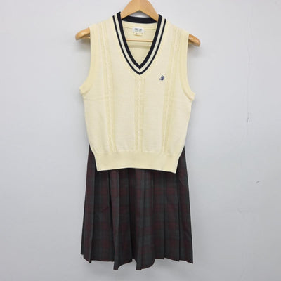 【中古】埼玉県 志木第二中学校 女子制服 2点（ニットベスト・スカート）sf026116