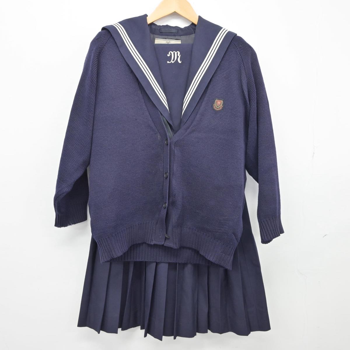 【中古】兵庫県 姫路南高等学校 女子制服 5点（セーラー服・ニット・スカート）sf026119