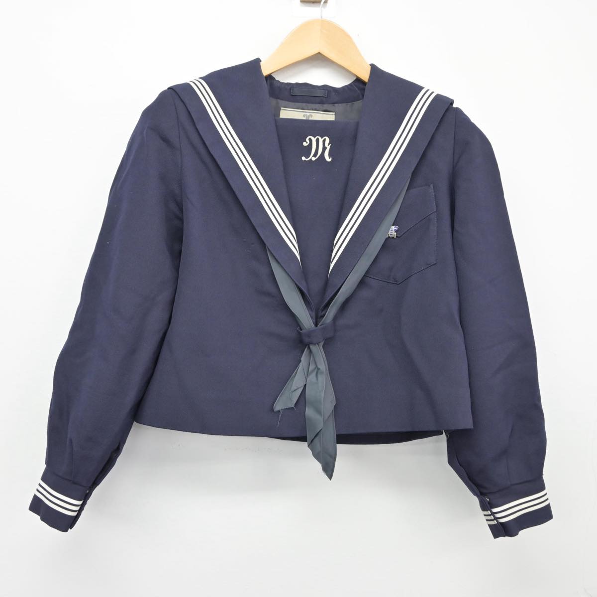 【中古】兵庫県 姫路南高等学校 女子制服 5点（セーラー服・ニット・スカート）sf026119