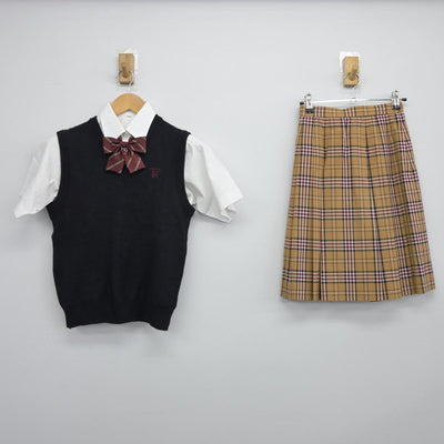 【中古】大阪府 関西大学北陽高等学校 女子制服 4点（シャツ・ニットベスト・スカート）sf026121