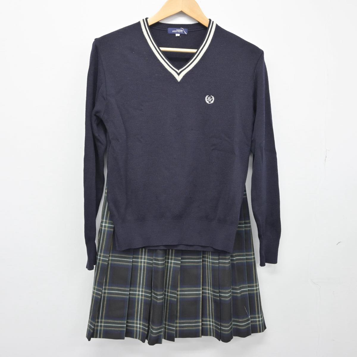 【中古】愛知県 稲沢東高等学校 女子制服 3点（ブレザー・ニット・スカート）sf026127