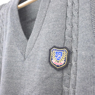 【中古】兵庫県 塩屋中学校 女子制服 2点（ニットベスト・スカート）sf026157