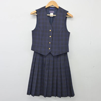 【中古】千葉県 幕張総合高等学校 女子制服 3点（ベスト・スカート・スカート）sf026190