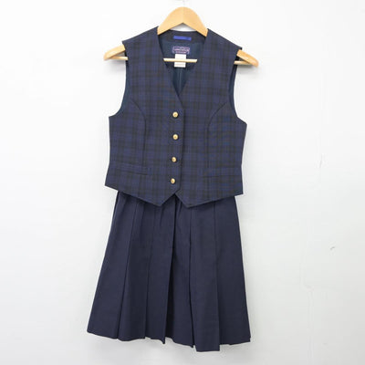 【中古】千葉県 幕張総合高等学校 女子制服 3点（ベスト・スカート・スカート）sf026190