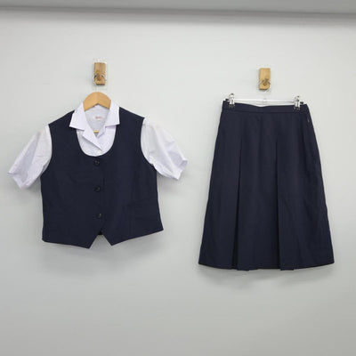 【中古】静岡県 静岡中島中学校 女子制服 3点（ベスト・シャツ・スカート）sf026219