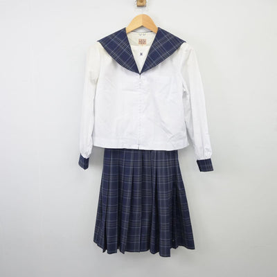 【中古】岩手県 江南義塾盛岡高等学校 女子制服 2点（セーラー服・スカート）sf026278