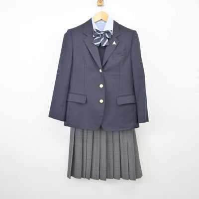 【中古】東京都 東京都江戸川区立春江中学校 女子制服 5点（ブレザー・シャツ・ニット・スカート）sf026285