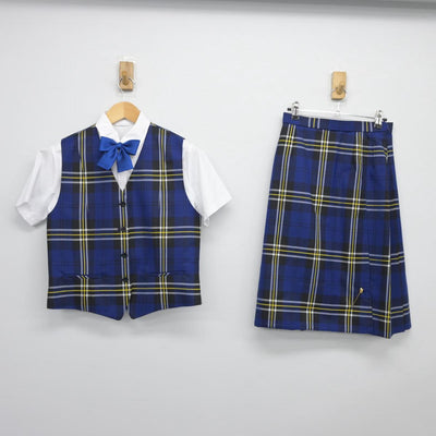 【中古】大阪府 リベラル堺中学校 女子制服 4点（ベスト・シャツ・スカート）sf026336