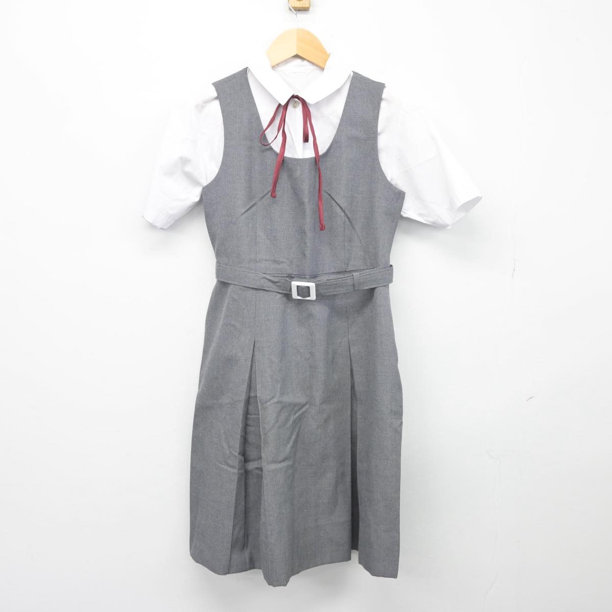 【中古】広島県 吉島中学校 女子制服 3点（シャツ・ジャンパースカート）sf026342