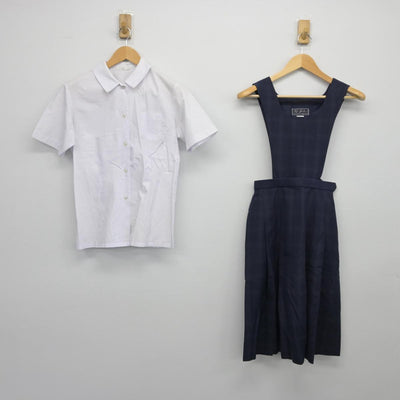 【中古】広島県 戸坂中学校 女子制服 2点（シャツ・ジャンパースカート）sf026344