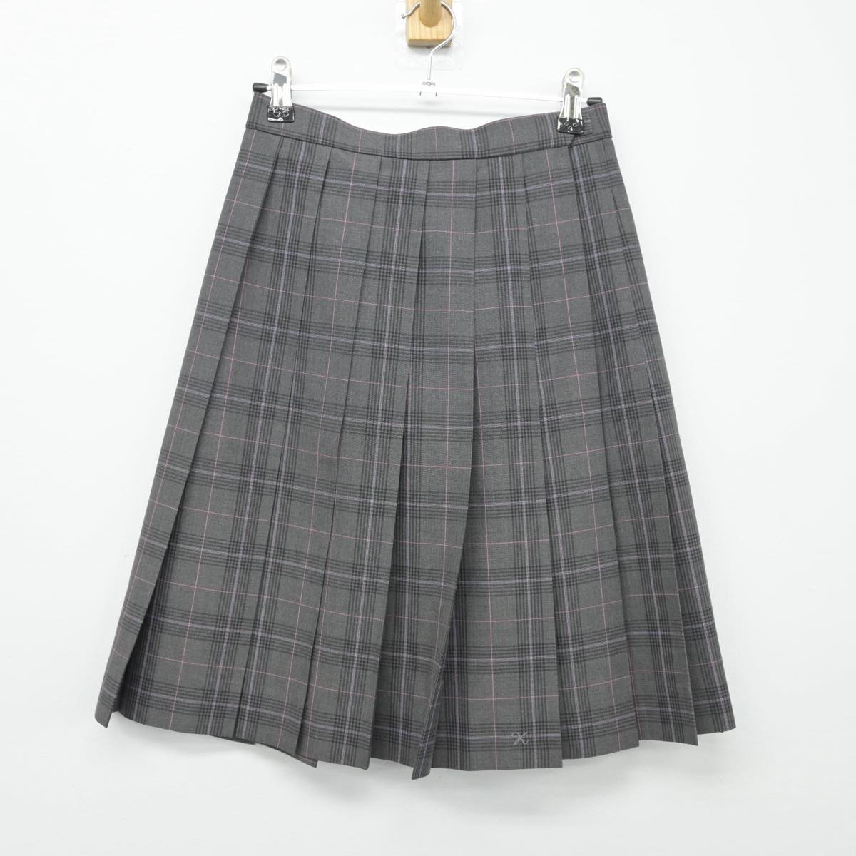 【中古】千葉県 小金高等学校 女子制服 3点（ニットベスト・スカート）sf026348