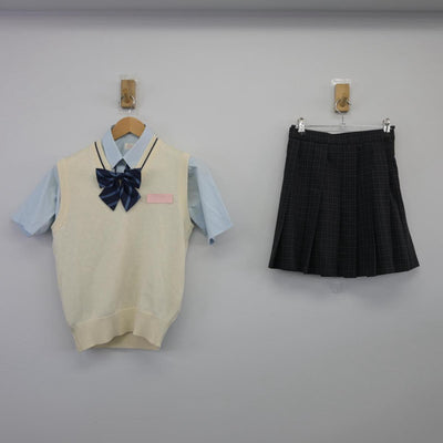 【中古】大阪府 堺高等学校 女子制服 4点（ニットベスト・シャツ・スカート）sf026359