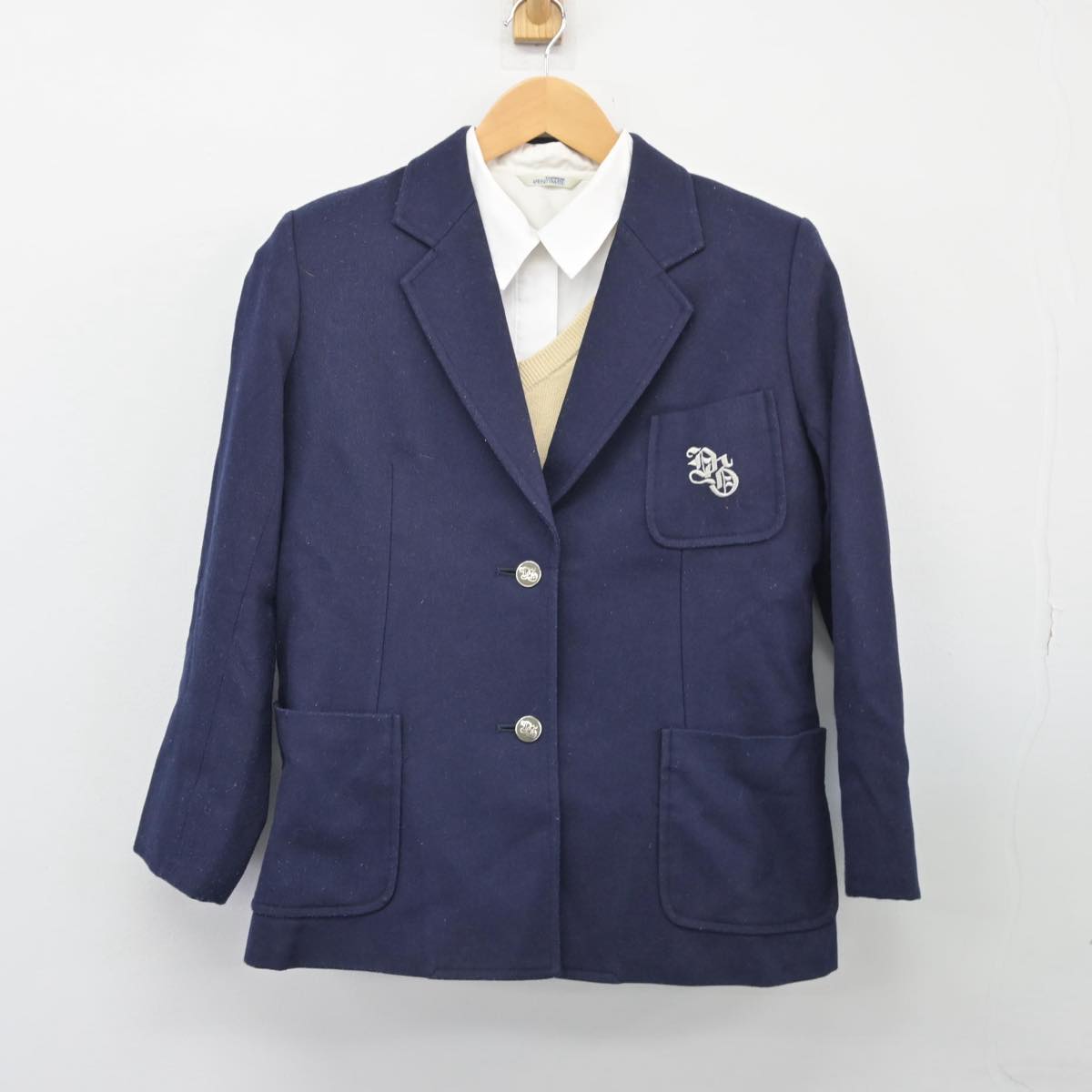 【中古】東京都 山脇学園中学校・高等学校 女子制服 3点（ブレザー・ニット・シャツ）sf026380