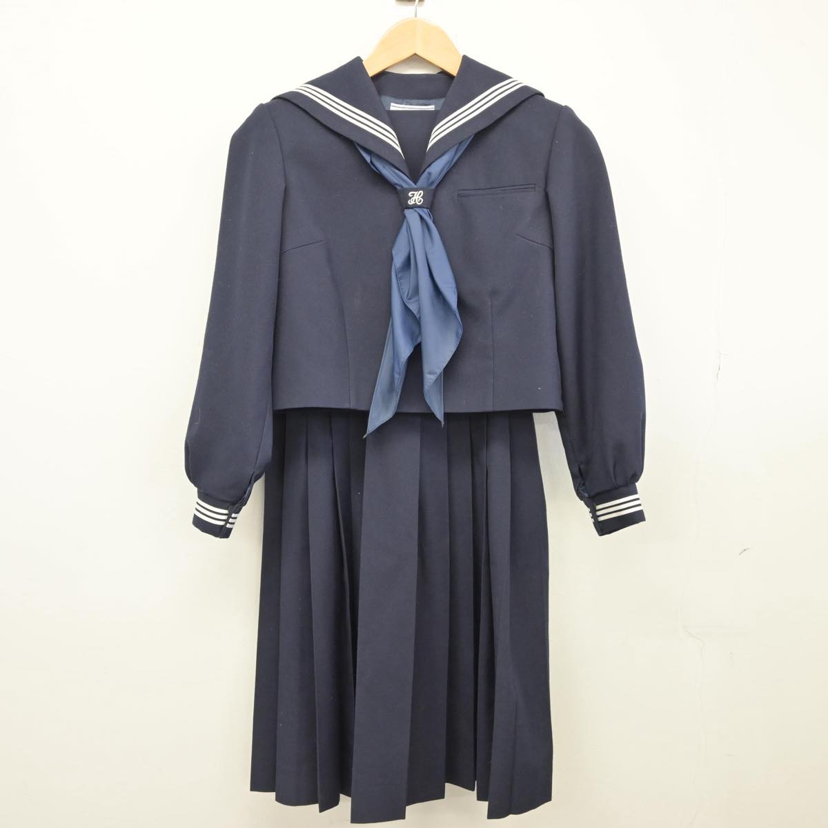 【中古】千葉県 松戸第一中学校 女子制服 4点（セーラー服・スカート）sf026396