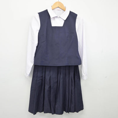 【中古】神奈川県 西高津中学校 女子制服 3点（ベスト・シャツ・スカート）sf026417