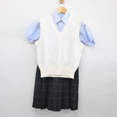 【中古】埼玉県 上尾橘高等学校 女子制服 3点（ニットベスト・シャツ・スカート）sf026459