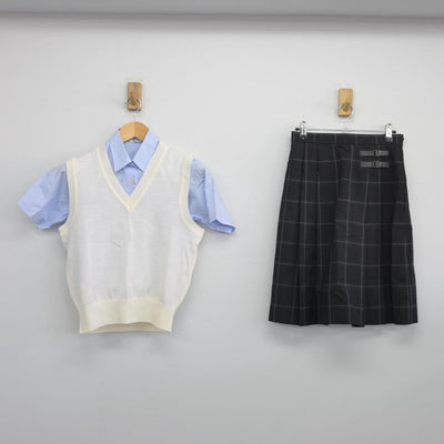 【中古】埼玉県 上尾橘高等学校 女子制服 3点（ニットベスト・シャツ・スカート）sf026459