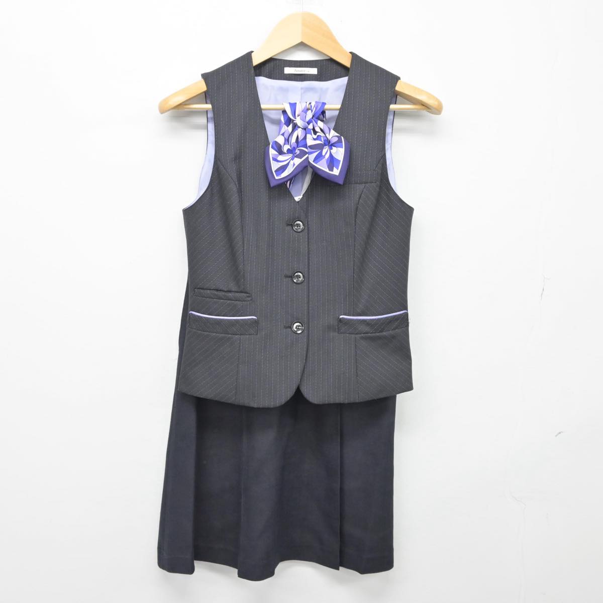 【中古】 事務服 女子制服 3点（ベスト・スカート）sf026527