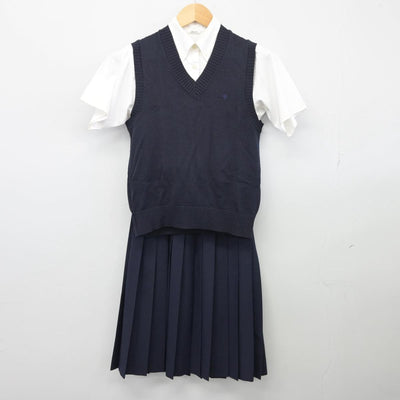 【中古】兵庫県 須磨学園高等学校 女子制服 4点（ニットベスト・シャツ・スカート・スカート）sf026566