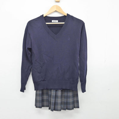 【中古】神奈川県 麻布大学附属高等学校 女子制服 2点（ニット・スカート）sf026591