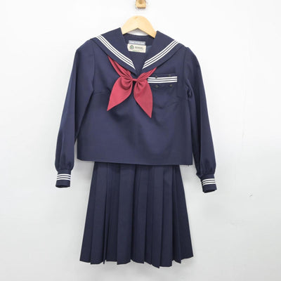 【中古】静岡県 島田第一中学校 女子制服 3点（セーラー服・スカート）sf026601