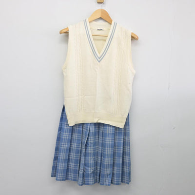 【中古】北海道 札幌東商業高等学校 女子制服 2点（ニットベスト・スカート）sf026603