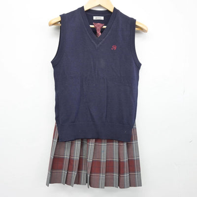 【中古】東京都 東横学園中学校 女子制服 3点（ニットベスト・スカート）sf026674