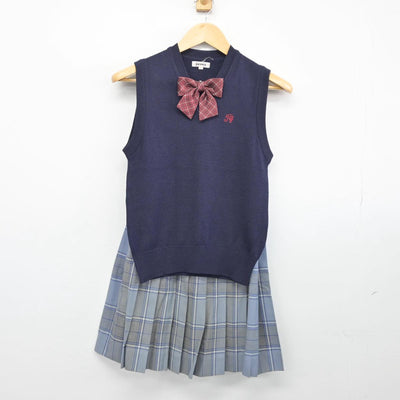 【中古】東京都 東横学園中学校 女子制服 3点（ニットベスト・スカート）sf026675