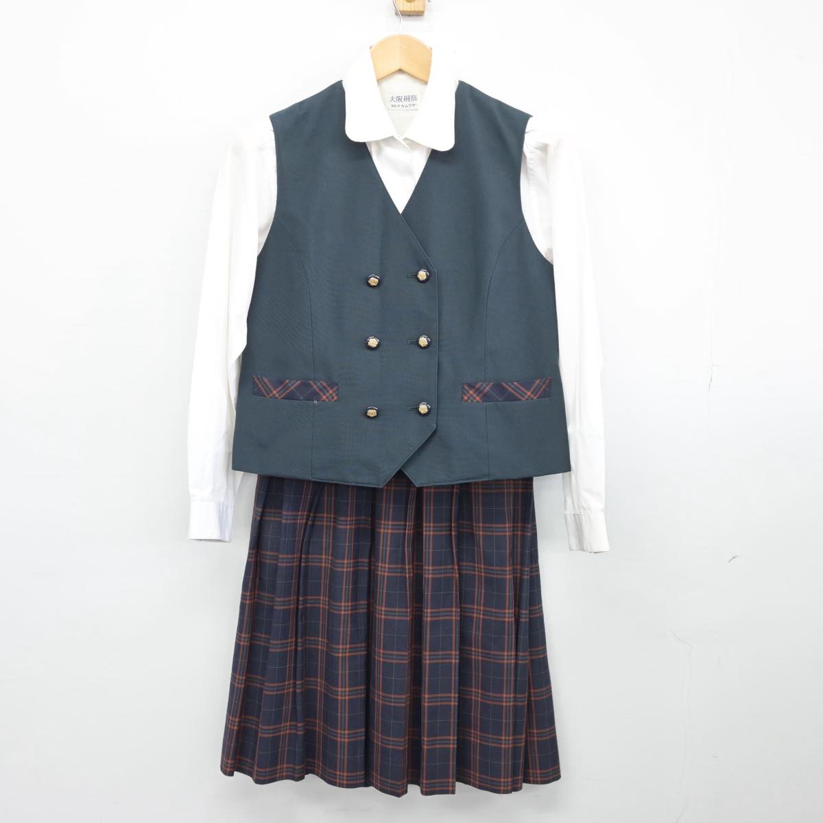 【中古】大阪府 大阪桐蔭中学校 女子制服 3点（ベスト・シャツ・スカート）sf026693