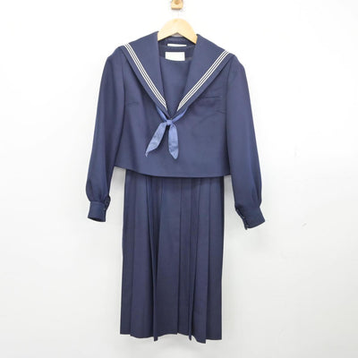 【中古】福岡県 田隈中学校 女子制服 3点（セーラー服・ジャンパースカート）sf026745